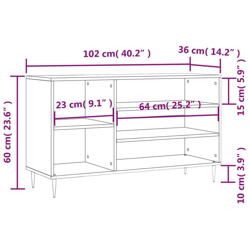 Pantofar, gri beton, 102x36x60 cm, lemn prelucrat Lando - Lando