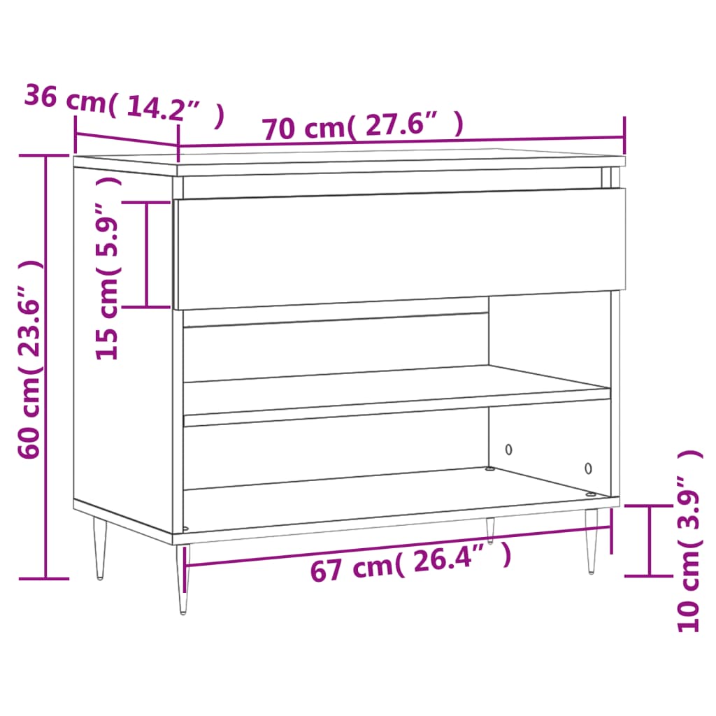 Pantofar, alb, 70x36x60 cm, lemn prelucrat Lando - Lando