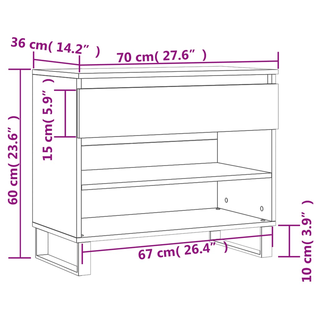 Pantofar, alb extralucios, 70x36x60 cm, lemn prelucrat Lando - Lando