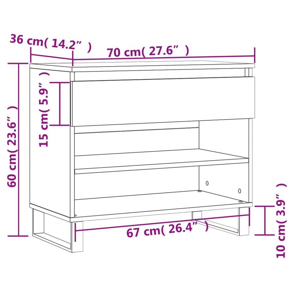 Pantofar, gri sonoma, 70x36x60 cm, lemn prelucrat Lando - Lando