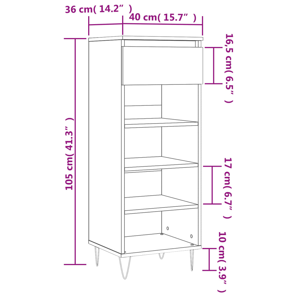 Pantofar, stejar maro, 40x36x105 cm, lemn prelucrat Lando - Lando