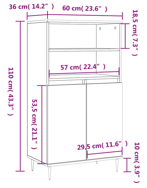 Загрузите изображение в средство просмотра галереи, Dulap înalt, alb extralucios, 60x36x110 cm, lemn compozit - Lando
