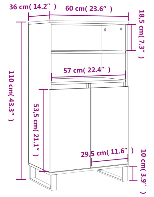 Загрузите изображение в средство просмотра галереи, Dulap înalt, stejar fumuriu, 60x36x110 cm, lemn prelucrat - Lando
