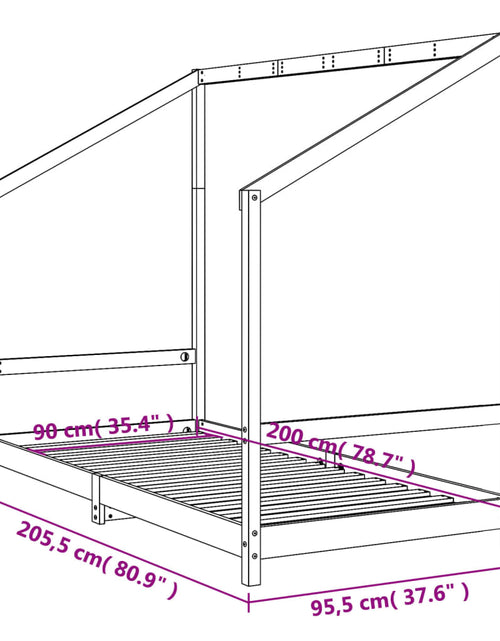 Încărcați imaginea în vizualizatorul Galerie, Cadru pat pentru copii, 90x200 cm, lemn masiv de pin - Lando
