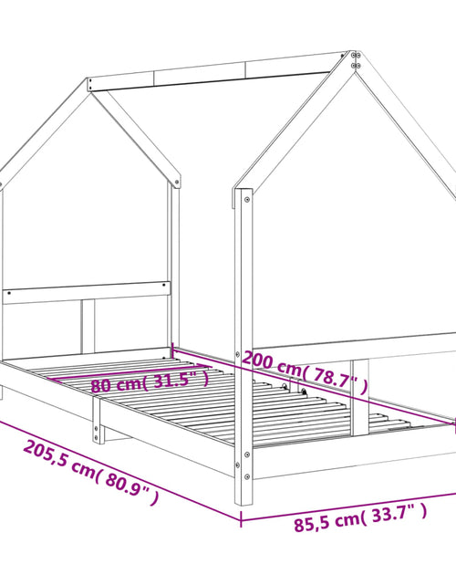Загрузите изображение в средство просмотра галереи, Cadru de pat pentru copii, alb, 80x200 cm, lemn masiv de pin - Lando
