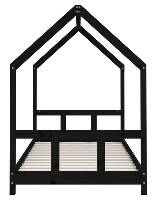 Загрузите изображение в средство просмотра галереи, Cadru pat pentru copii, negru, 90x200 cm, lemn masiv de pin - Lando
