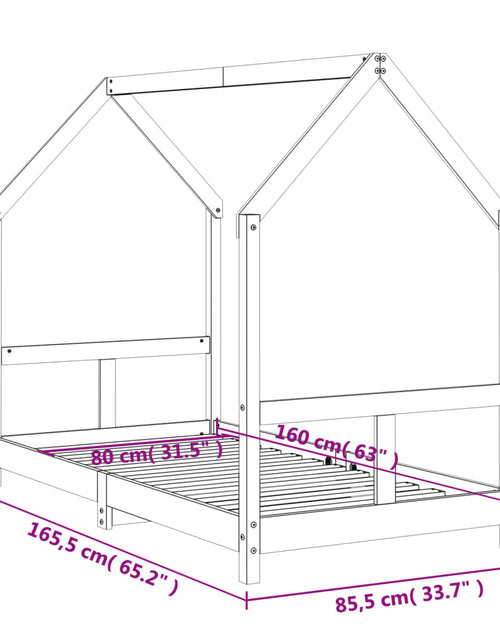 Încărcați imaginea în vizualizatorul Galerie, Cadru de pat pentru copii, negru, 80x160 cm, lemn masiv de pin - Lando
