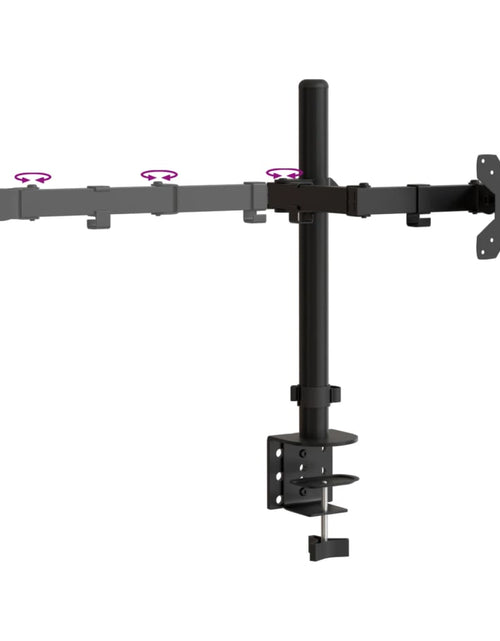 Загрузите изображение в средство просмотра галереи, Suport de perete pentru monitor dublu VESA 75/100 mm negru oțel Lando - Lando
