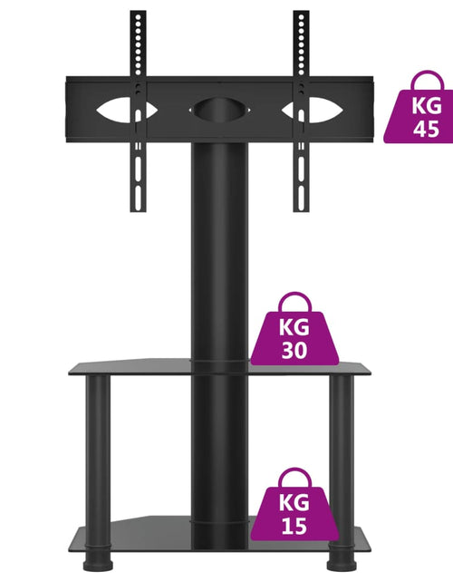 Загрузите изображение в средство просмотра галереи, Suport TV de colț cu 2 niveluri pentru 32-70 inchi, negru - Lando
