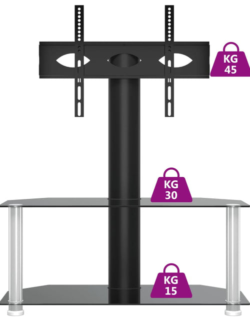 Загрузите изображение в средство просмотра галереи, Suport TV de colț 2 niveluri pentru 32-70 inchi, negru/argintiu - Lando
