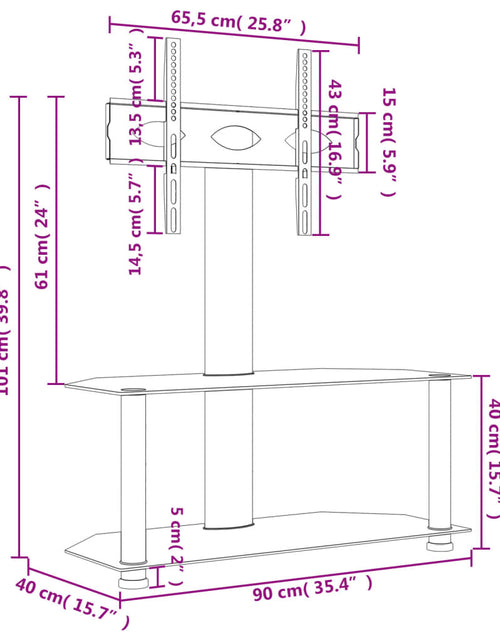 Загрузите изображение в средство просмотра галереи, Suport TV de colț 2 niveluri pentru 32-70 inchi, negru/argintiu - Lando
