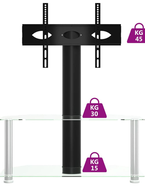 Încărcați imaginea în vizualizatorul Galerie, Suport TV de colț 2 niveluri pentru 32-70 inchi, negru/argintiu - Lando
