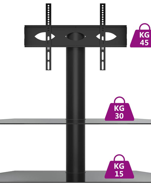 Încărcați imaginea în vizualizatorul Galerie, Suport TV de colț 2 niveluri pentru 32-70 inchi, negru/argintiu - Lando
