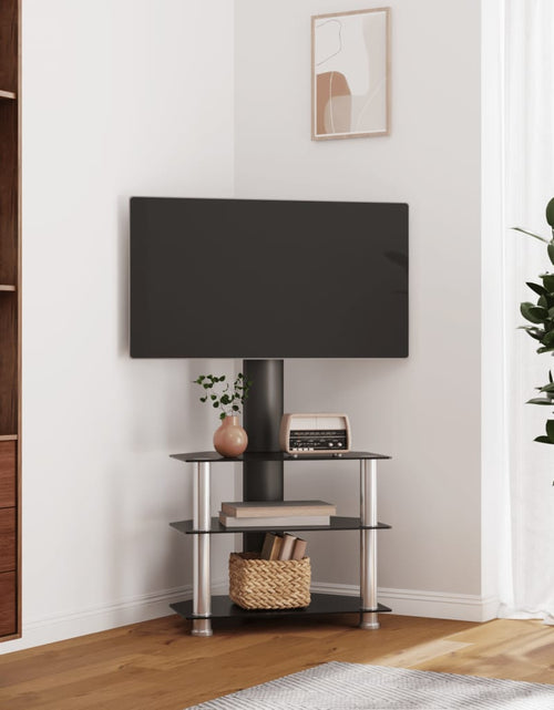 Загрузите изображение в средство просмотра галереи, Suport TV de colț 3 niveluri pentru 32-70 inchi, negru/argintiu - Lando
