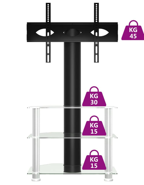 Încărcați imaginea în vizualizatorul Galerie, Suport TV de colț 3 niveluri pentru 32-70 inchi, negru/argintiu - Lando
