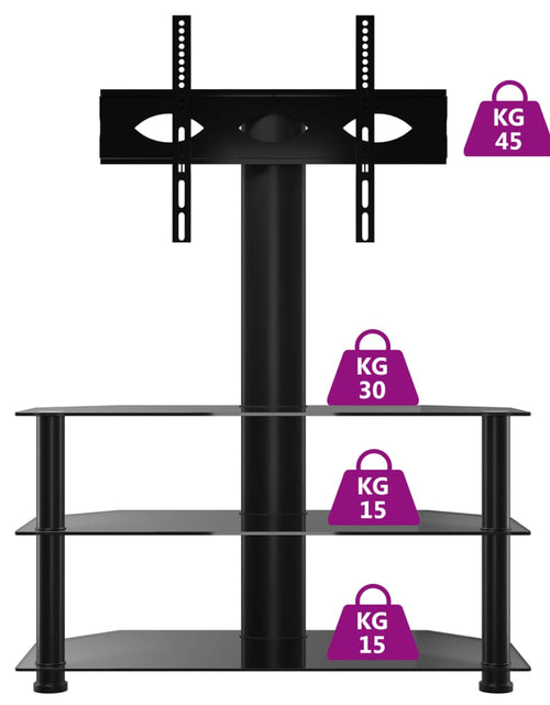 Загрузите изображение в средство просмотра галереи, Suport TV de colț cu 3 niveluri pentru 32-70 inchi, negru - Lando
