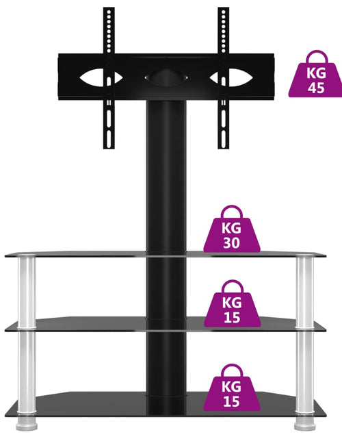 Încărcați imaginea în vizualizatorul Galerie, Suport TV de colț 3 niveluri pentru 32-70 inchi, negru/argintiu - Lando
