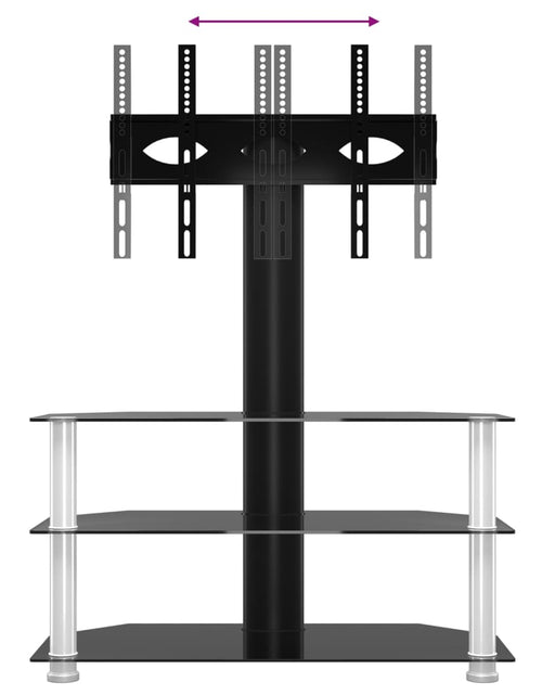 Încărcați imaginea în vizualizatorul Galerie, Suport TV de colț 3 niveluri pentru 32-70 inchi, negru/argintiu - Lando
