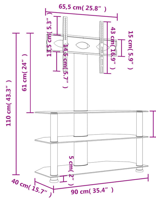 Загрузите изображение в средство просмотра галереи, Suport TV de colț 3 niveluri pentru 32-70 inchi, negru/argintiu - Lando
