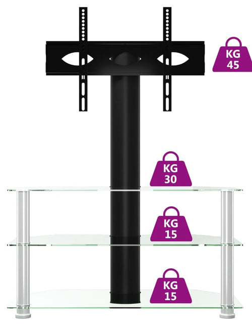 Загрузите изображение в средство просмотра галереи, Suport TV de colț 3 niveluri pentru 32-70 inchi, negru/argintiu - Lando

