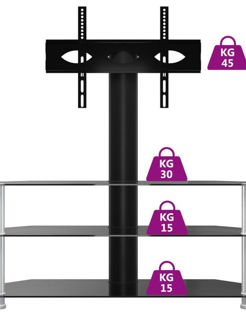 Загрузите изображение в средство просмотра галереи, Suport TV de colț 3 niveluri pentru 32-70 inchi, negru/argintiu - Lando
