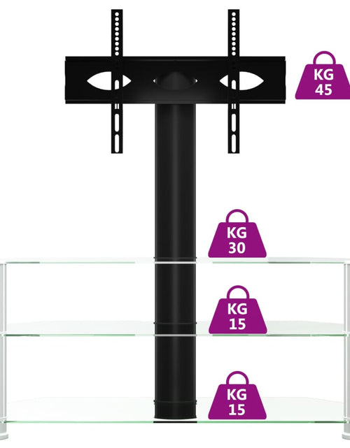 Încărcați imaginea în vizualizatorul Galerie, Suport TV de colț 3 niveluri pentru 32-70 inchi, negru/argintiu - Lando
