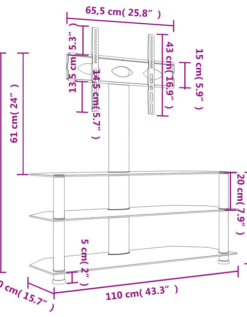 Загрузите изображение в средство просмотра галереи, Suport TV de colț 3 niveluri pentru 32-70 inchi, negru/argintiu - Lando
