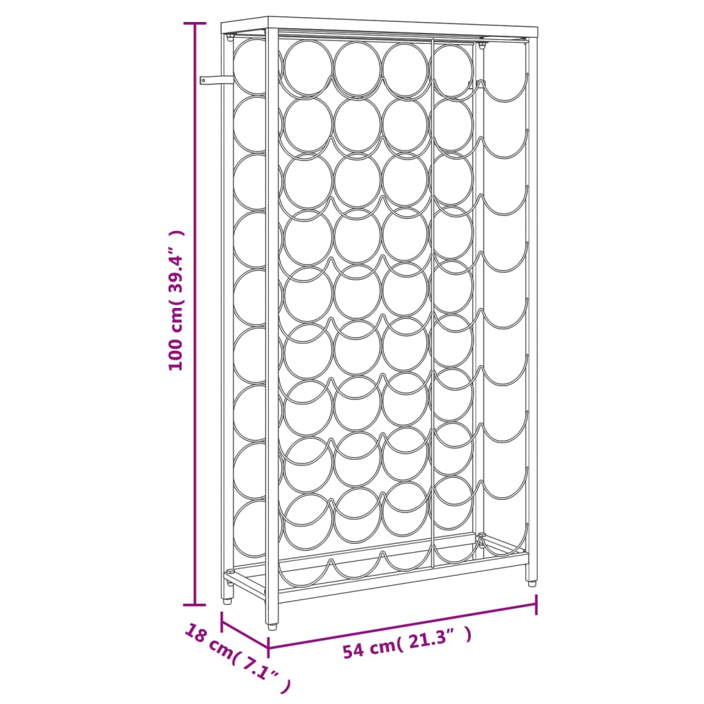 Suport sticle vin, 45 de sticle negru 54x18x100 cm fier forjat - Lando