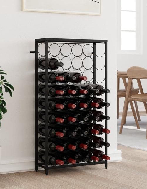 Загрузите изображение в средство просмотра галереи, Suport sticle vin, 45 de sticle negru 54x18x100 cm fier forjat - Lando
