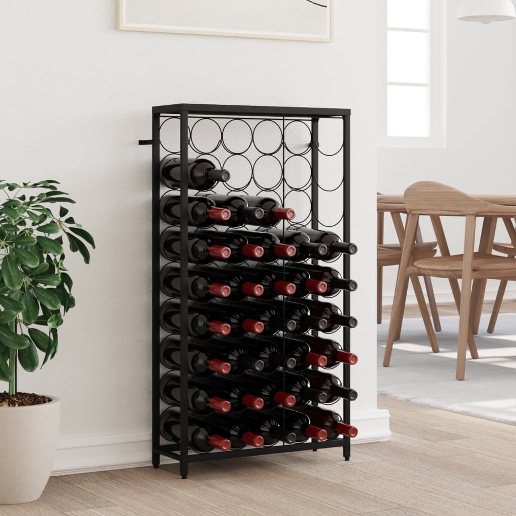 Suport sticle vin, 45 de sticle negru 54x18x100 cm fier forjat - Lando