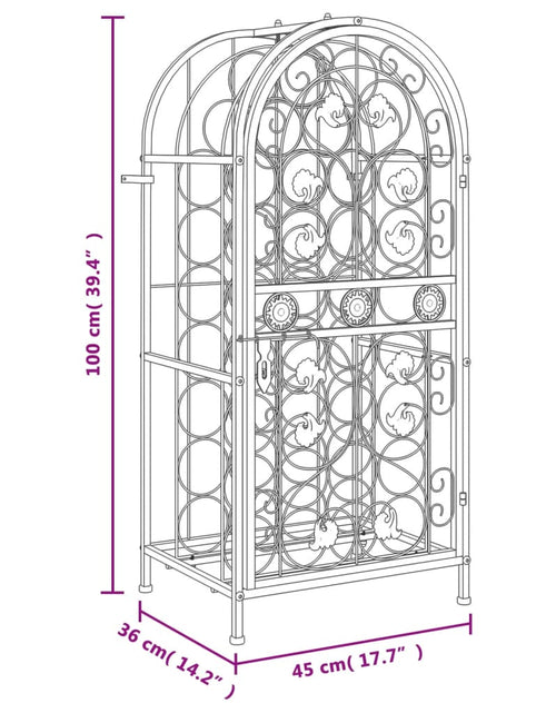 Încărcați imaginea în vizualizatorul Galerie, Suport sticle vin 33 de sticle, negru 45x36x100 cm fier forjat - Lando
