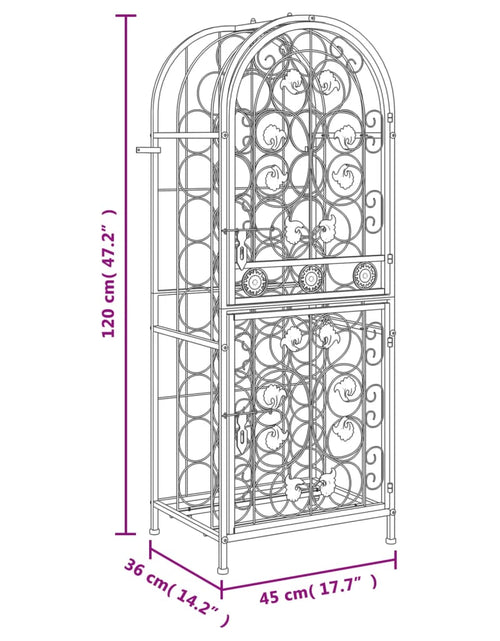 Încărcați imaginea în vizualizatorul Galerie, Suport sticle vin 41 de sticle, negru 45x36x120 cm fier forjat - Lando
