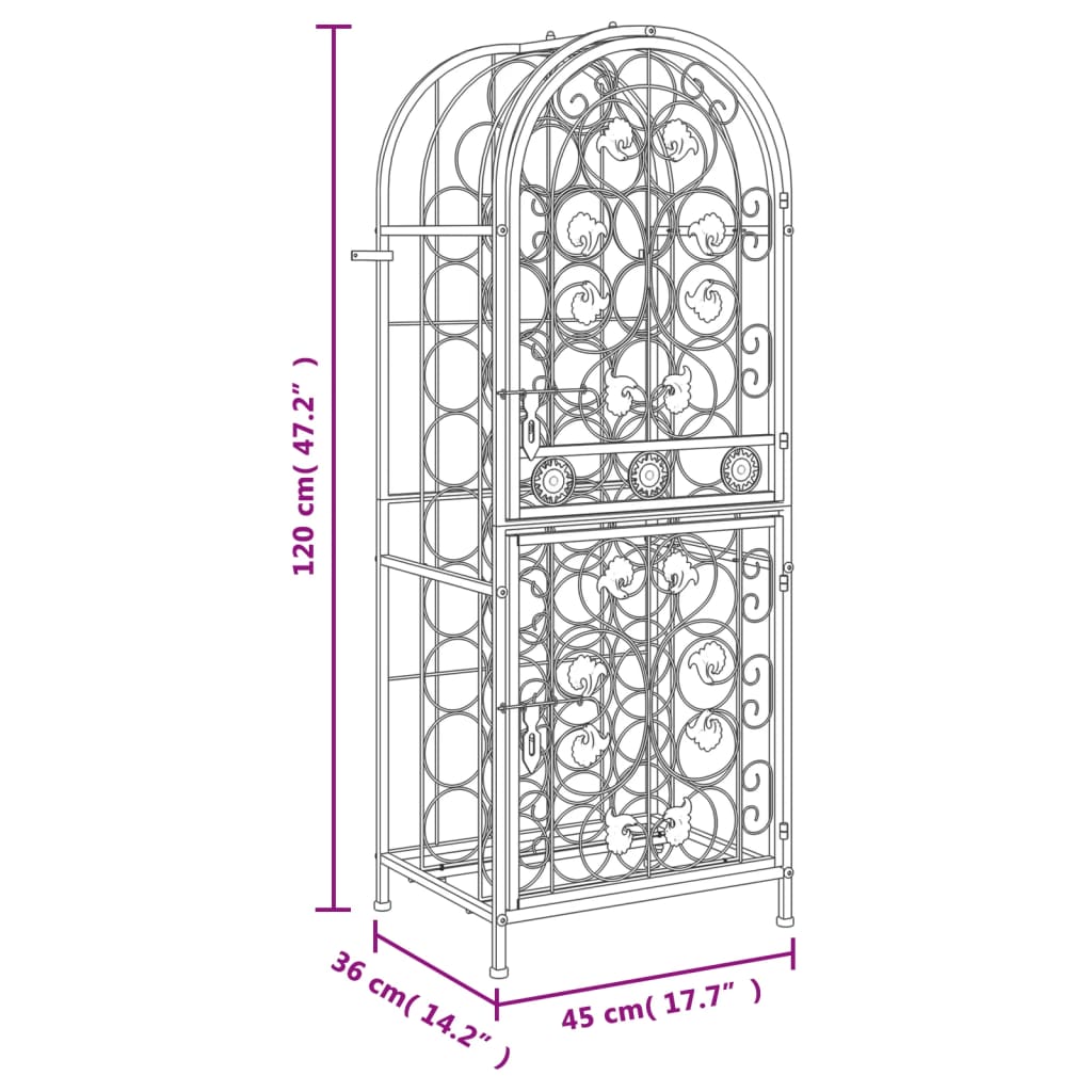 Suport sticle vin 41 de sticle, negru 45x36x120 cm fier forjat - Lando