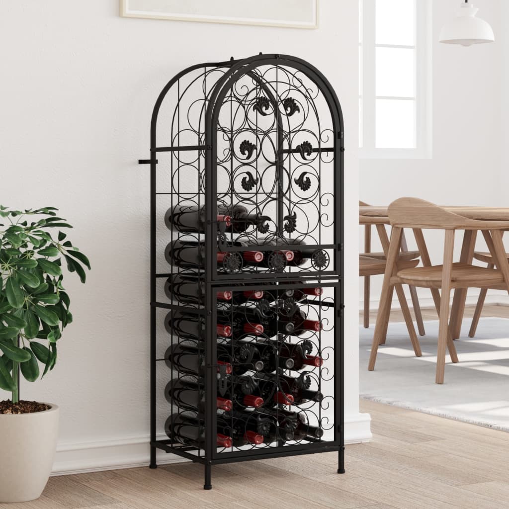 Suport sticle vin 41 de sticle, negru 45x36x120 cm fier forjat - Lando