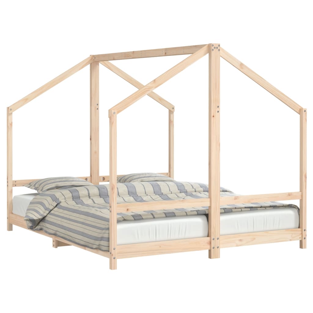Cadru pat pentru copii, 2x(80x200) cm, lemn masiv de pin - Lando