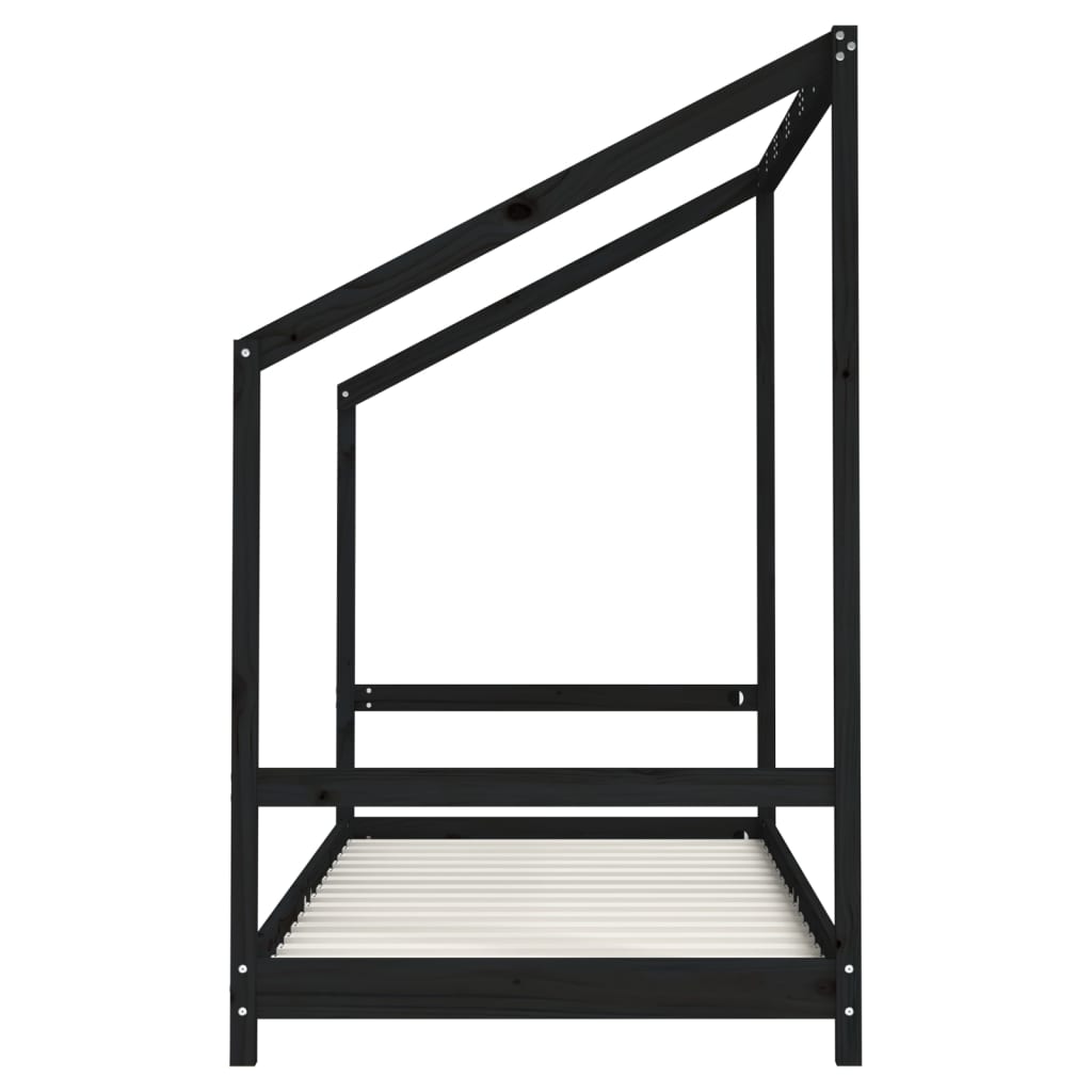 Cadru de pat pentru copii negru 2x(90x200) cm lemn masiv de pin - Lando