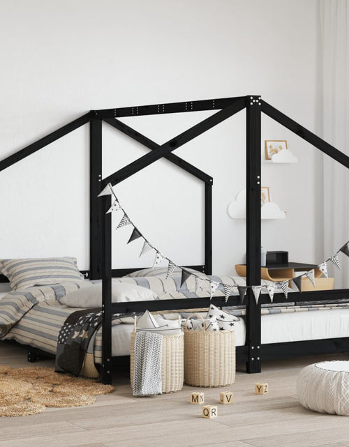 Încărcați imaginea în vizualizatorul Galerie, Cadru de pat pentru copii negru 2x(90x200) cm lemn masiv de pin - Lando
