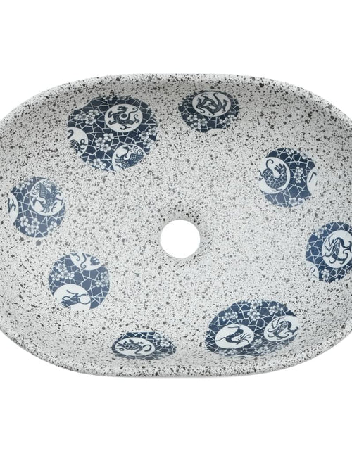 Încărcați imaginea în vizualizatorul Galerie, Lavoar de blat, gri și albastru, 47x33x13 cm, ceramică, oval Lando - Lando
