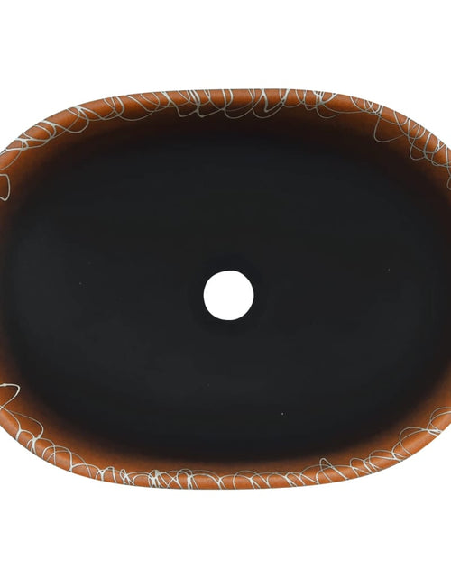 Încărcați imaginea în vizualizatorul Galerie, Lavoar de blat, negru și portocaliu, 47x33x13cm, ceramică, oval Lando - Lando
