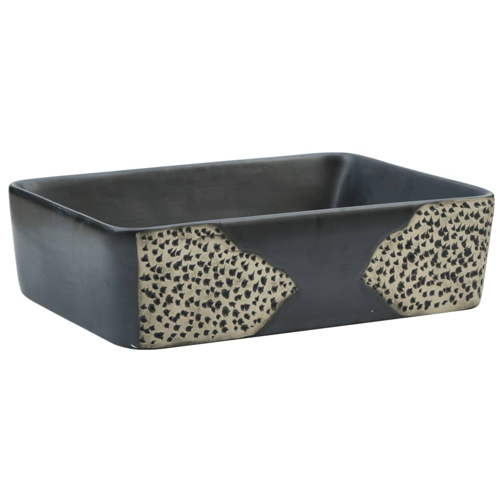 Lavoar de blat, negru, 46x35,5x13 cm, ceramică, dreptunghi Lando - Lando
