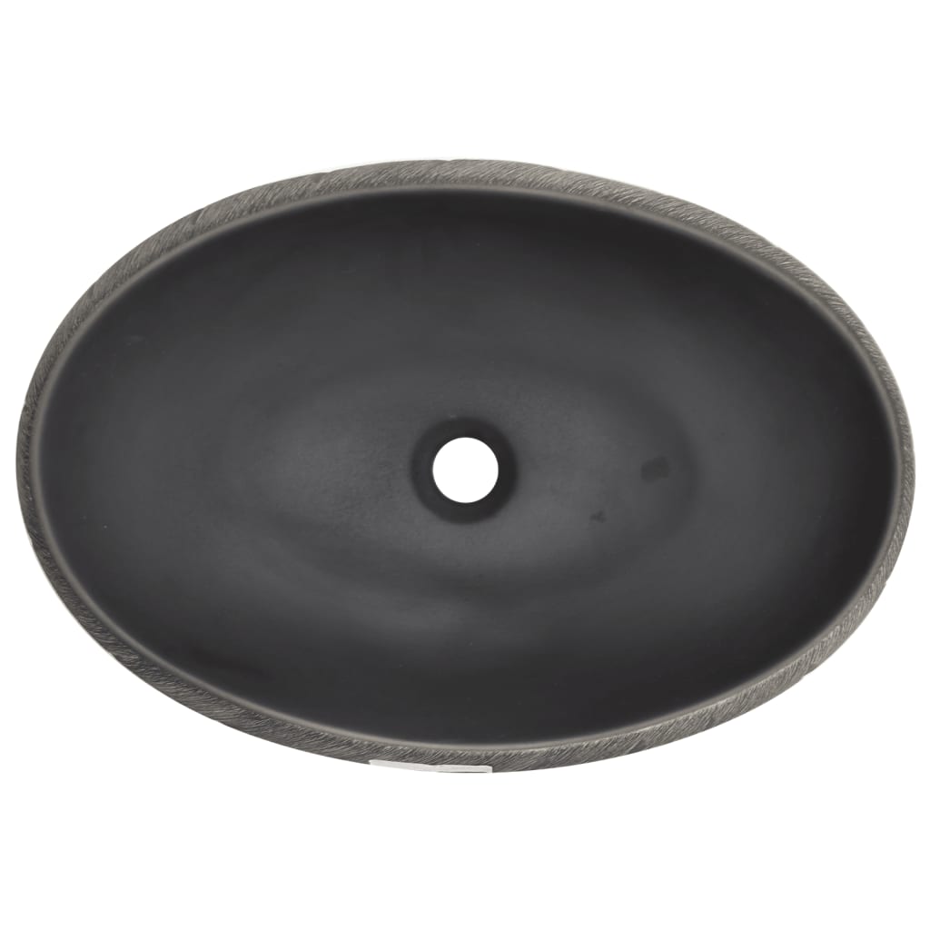 Lavoar de blat, negru și gri, 59x40x15 cm, ceramică, oval Lando - Lando