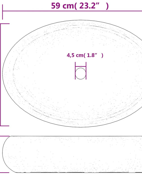 Загрузите изображение в средство просмотра галереи, Lavoar de blat, verde și maro, 59x40x15 cm, ceramică, oval Lando - Lando

