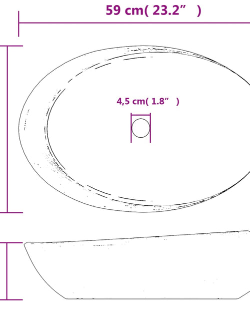 Загрузите изображение в средство просмотра галереи, Lavoar de blat, violet și gri, 59x40x14 cm, ceramică, oval Lando - Lando
