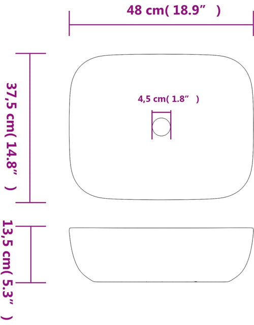 Загрузите изображение в средство просмотра галереи, Lavoar de blat multicolor 48x37,5x13,5 cm, ceramică, dreptunghi Lando - Lando
