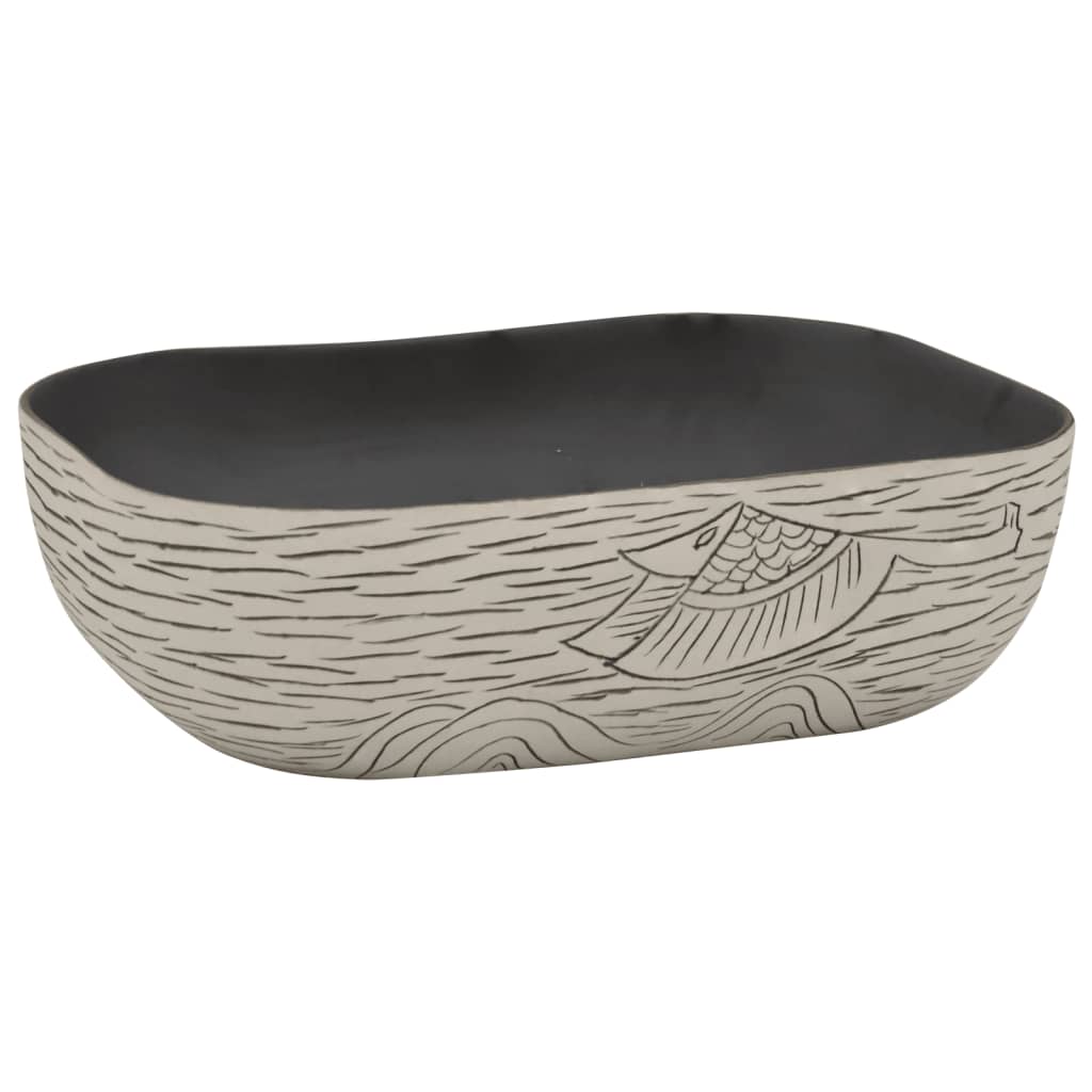 Lavoar de blat gri/negru 48x37,5x13,5 cm, ceramică, dreptunghi Lando - Lando