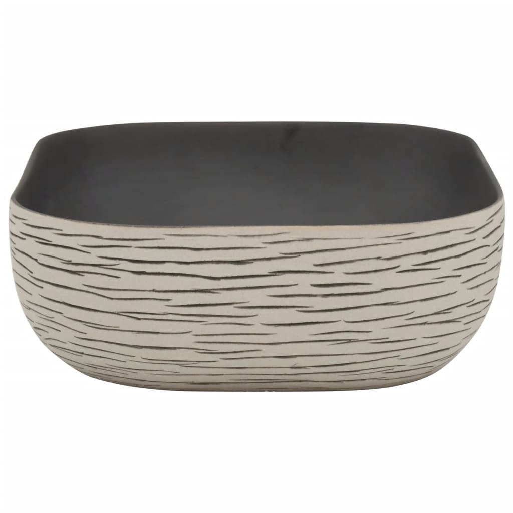 Lavoar de blat gri/negru 48x37,5x13,5 cm, ceramică, dreptunghi Lando - Lando