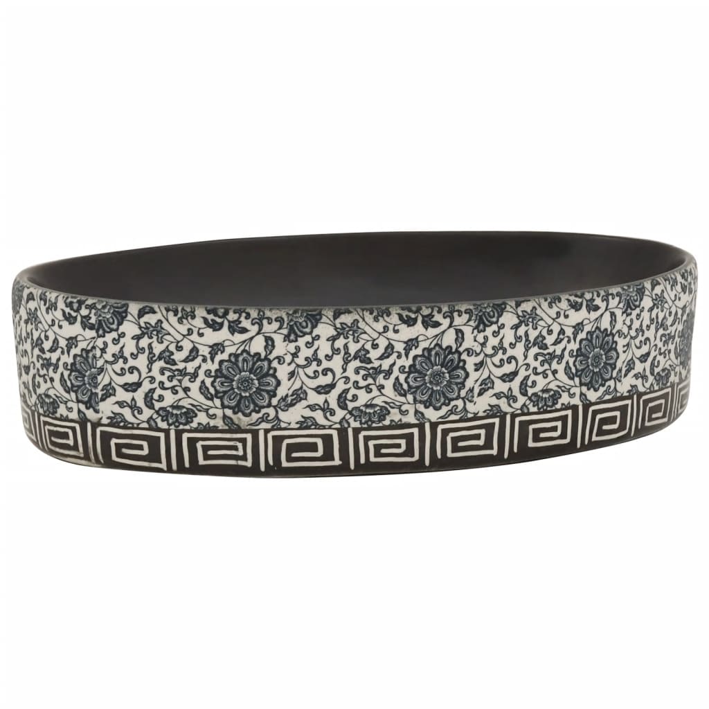 Lavoar de blat negru și albastru 56,5x36,5x13,5cm ceramică oval Lando - Lando