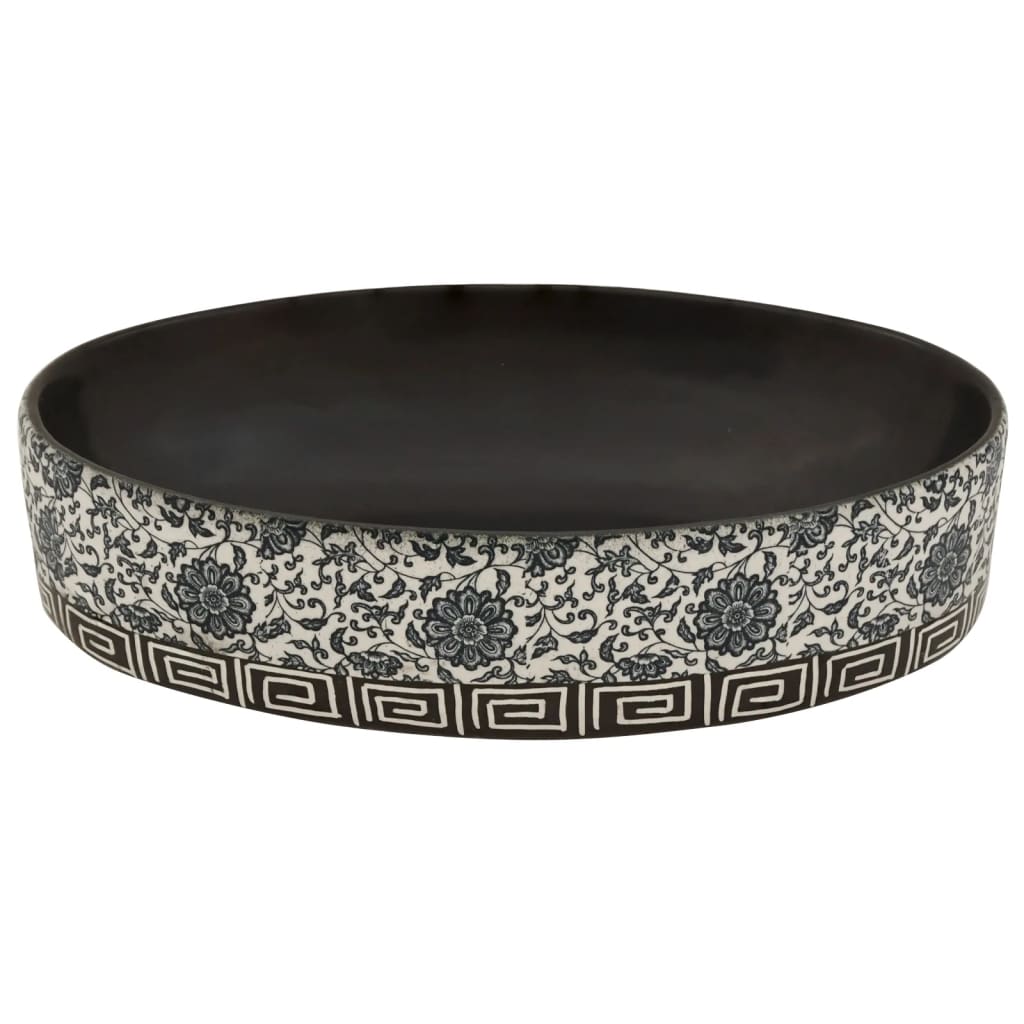 Lavoar de blat negru și albastru 56,5x36,5x13,5cm ceramică oval Lando - Lando