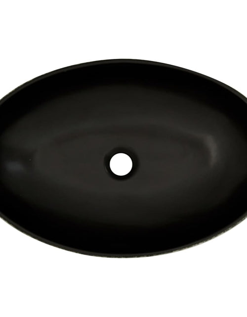 Încărcați imaginea în vizualizatorul Galerie, Lavoar de blat negru și albastru 56,5x36,5x13,5cm ceramică oval Lando - Lando
