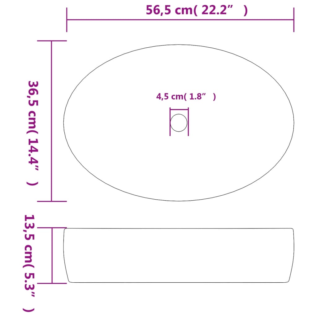 Lavoar de blat negru și albastru 56,5x36,5x13,5cm ceramică oval Lando - Lando